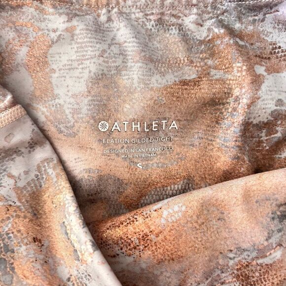 Athleta Elation Ultra High Rise Gilded Tight Cream Gray Subtle Metallic Gold S - Picture 6 of 6